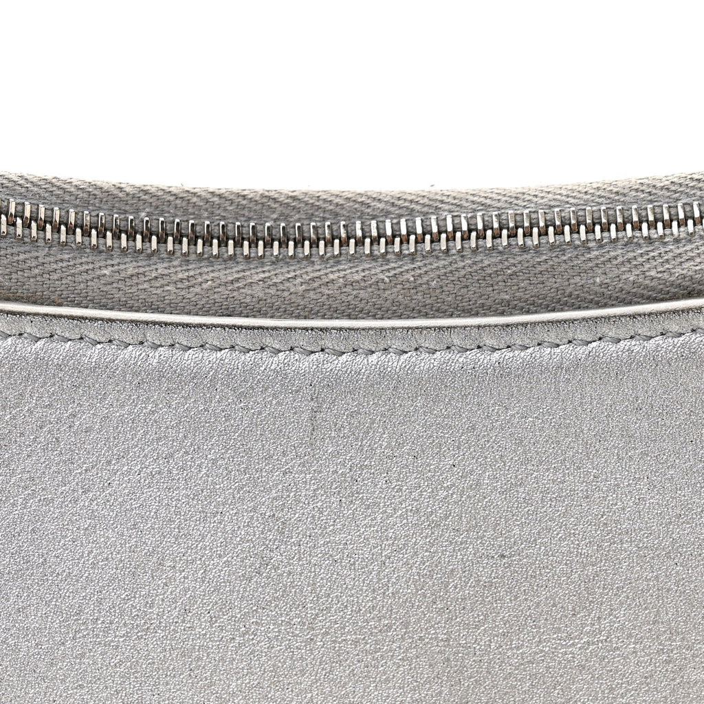 Metallic Calfskin Mary Kate Shoulder Bag Silver