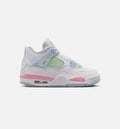 Air Jordan 4 Retro Medium Soft Pink Girls' Grade School Sneakers - White/Medium Soft Pink/Half Blue