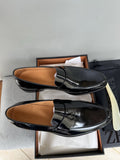 Zegna Men's Glossy Black Leather Loafers
