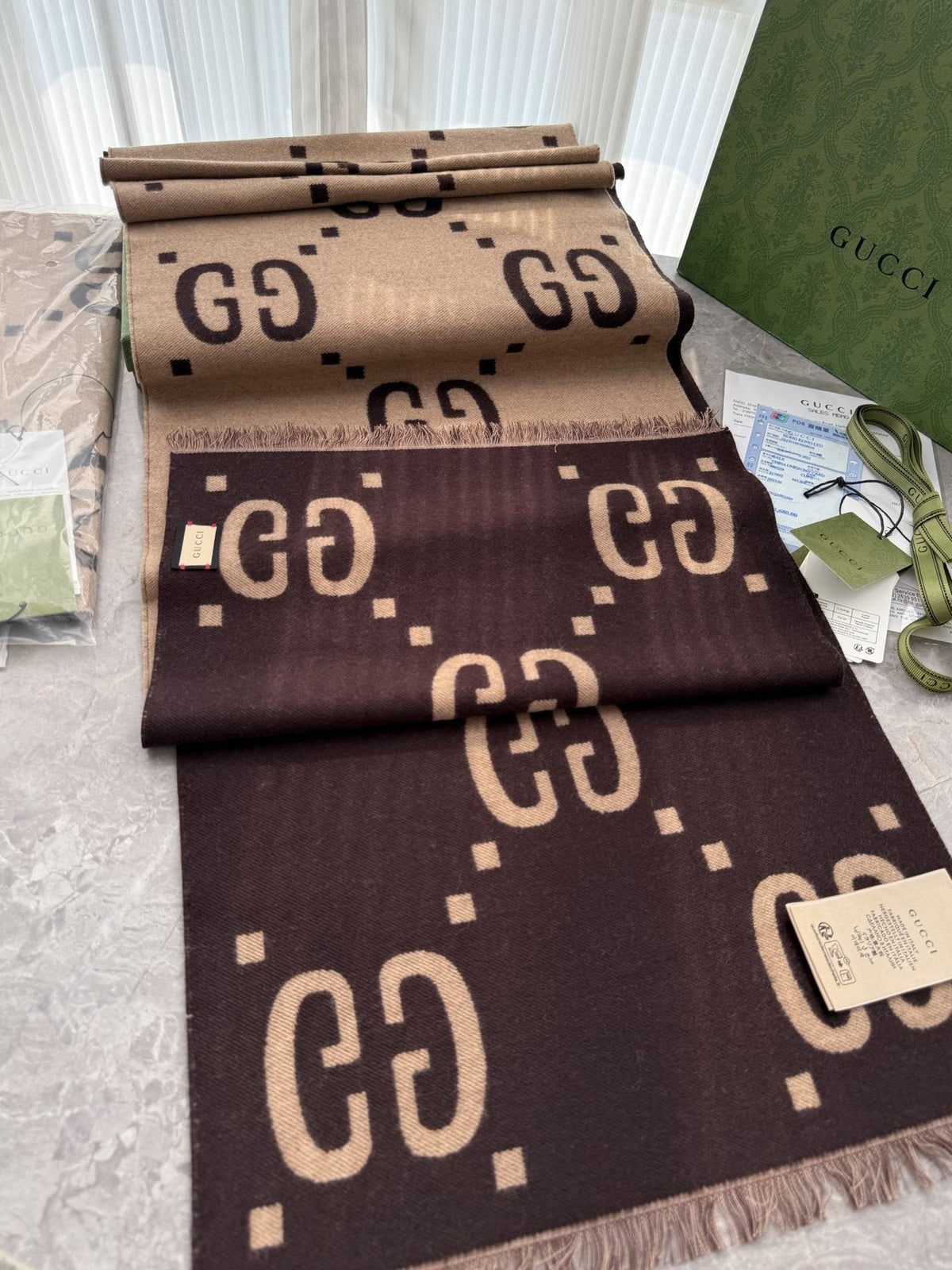 Gucci Geometric Fringed Scarf