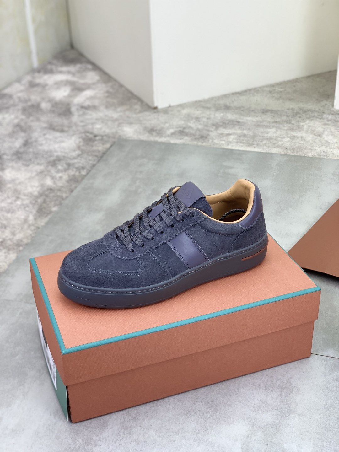 Loro Piana Navy Panel Low-Top Sneakers
